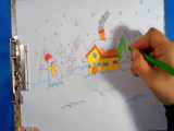 آموزش نقاشی منظره برفی به کودکان 