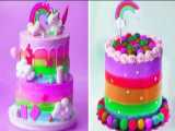 آموزش عالی تزئین کیک رنگین کمان | گردآوری هک کیک رنگارنگ آسان | کیک زیبا