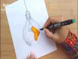 آموزش نقاشی سیاه قلم / پروانه داخل لامپ