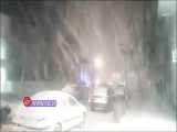 لحظه بارش شدید برف امشب در اردبیل