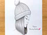 آموزش طراحی دختر با کلاه زمستانی || طراحی با مداد