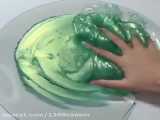 رنگ کردن اسلایم شفاف با رنگ سبز
