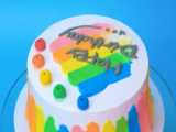 آموزش تزیین کیک تولد رنگی | تزئین کیک تولد رنگی رنگی