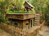 طراحی و ساخت باغچه روی پشت بام خانه جنگلی | (دست سازه های صحرایی 28)