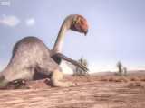 صحنه ای از دایناسورها پر دار و نحوه حفاظت از تخم های خود در برابر شکارچی ها