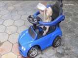 میمون سوار بر ماشین اسباب بازی - شیرخوردن بچه میمون