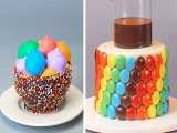 آموزش تزیین کیک:: تزیین کیک شکلاتی:: کیک رنگین کمانی