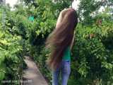 چالش موی بلند ق 3۵۷ - موهای صاف و زیبای این خانم در میان درختان - چالش Long Hair