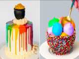 آموزش تزیین کیک : تزیین کیک و دسر : کیک آرایی : کیک رنگی رنگی