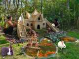ساختن خونه برای خرگوشهای کوچولو و حوض ماهی