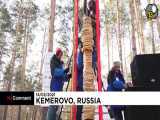 پایان جشنواره زمستانی در روسیه با سوزاندن قصر کرونایی