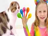بازی ناستیا با گربه و آموزش رنگها به گربه -  ناستیا و استیسی