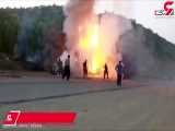 فیلم زنده زنده سوختن 3 جوان در تصادف پژو 206 با یک تریلی