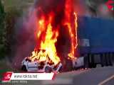 فیلم 14  / لحظه در آتش سوختن 3 سرنشین 206 در جاده مریوان