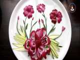 ایده تزیین میوه آرایی - ایده گل آرایی با پیاز و خیار