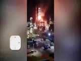 تصاویر تایید نشده از وقوع آتش سوزی در پالایشگاه نفت حیفا
