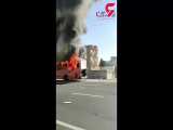 آتش سوزی شدید اتوبوس مسافربری تبریز