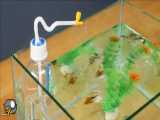 ساخت آکواریوم شیشه‌ای با پمپ آب اتوماتیک بدون نیاز به برق