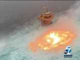 آتشسوزی در وسط اقیانوس به دلیل نشتی لوله گاز 
