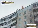 مرد روسي كه براي ثبت ركورد ، خودش را اتش زد و از ساختمان بلند پرت كرد پايين