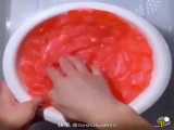 آموزش بزررگ کردن اسلایم شفاف نارنجی با یکمی آب خوش بوو