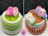 آموزش کیک آرایی فوق العاده زیبا _ با طرح گل های خارق‌العاده