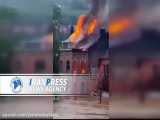 فیلم آتش‌سوزی هنگام سیل در شهر شنت بلژیک