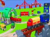 ماشین بازی کودکانه: ریل قطار چوبی و اسباب بازی های آتش نشانی