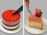 تزیین کیک تولد | طرز تهیه کیک توت فرنگی و دسر