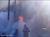 آتش سوزی تریلر حامل سوخت در فیروزکوه