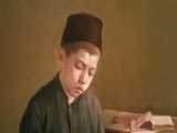 مستند ویدئویی از تابلو پسری درحال مطالعه اثر محمود اولیاء در موزه مجلس 