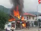 آتش سوزی شدیدی در بازار روستای گالش محله در بخش دالخانی