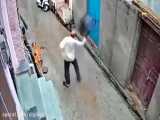 حمله میمون به یک پیرمرد در خیابان