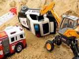 ماشین بازی برای کودکان/اسباب بازی/قسمت 71/نجات ماشین پلیس/ساخت ایستگاه کامیون