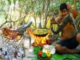 درست کردن کباب باربیکیو بچه کروکدیل در جنگل | آشپزی بدوی (قسمت 147)