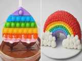 بهترین ایده تزئین کیک رنگین‌کمان - آموزش کیک و شیرینی