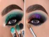 آموزش آرایش چشم مجلسی :: آرایش چشم با سایه سبز و بنفش