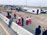 ۲۱ مصدوم بر اثر واژگونی اتوبوس در محور ایرانشهر به بزمان
