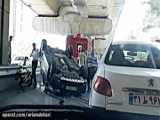 تصادف در اتوبان تهران کرج،چپ کردن دو ماشین