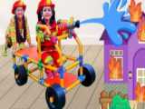 ماشین بازی کودکانه آتش نشانی به نجات ماشین های سنگین