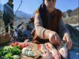 زندگی روستایی آذربایجان - قسمت 10 - ماهی خال مخالی کبابی با سبزیجات کبابی