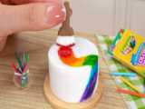 مینی کیک | تزیین کیک رنگین کمانی رنگارنگ | بهترین مینی کیک تولد برای شما