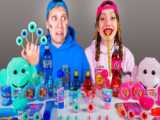 چالش غذایی - دخترک سبز و صورتی ، آبی و صورتی 123go تفریحی سرگرمی بانوان