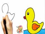 نقاشی اردک|نقاشی ساده|اموزش نقاشی با مداد رنگی برای پیش دبستانی
