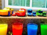 ماشین بازی مک کویبن - آموزش رنگ ها - ماشین بازی با توپ های رنگی
