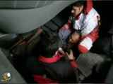 فیلم عملیات نفسگیر برای نجات راننده گرفتار در تریلی مچاله شده در کرمانشاه