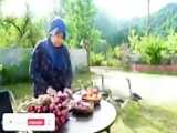 غذای لذیذ با گوشت و سبزیجات در ساج در روستا