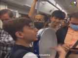 فیلم پربازدید از خوانندگی پسر زیبارو در مترو / دف می زد و می خواند