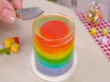 آشپزی مینیاتوری / آموزش ساخت کیک تکشاخ رنگین کمانی به روش مینیاتوری