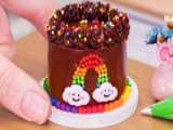 تزیین کیک مینیاتوری بنفش شگفت انگیز ، کیک مینیاتوری شکلاتی ، هنر و سرگرمی